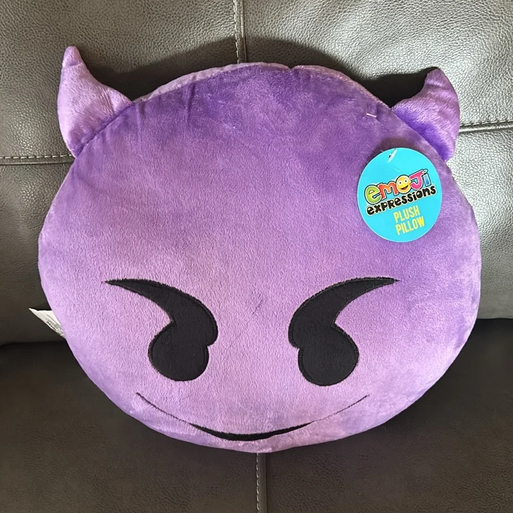 Emoji Devil, Purple Plush Pillow